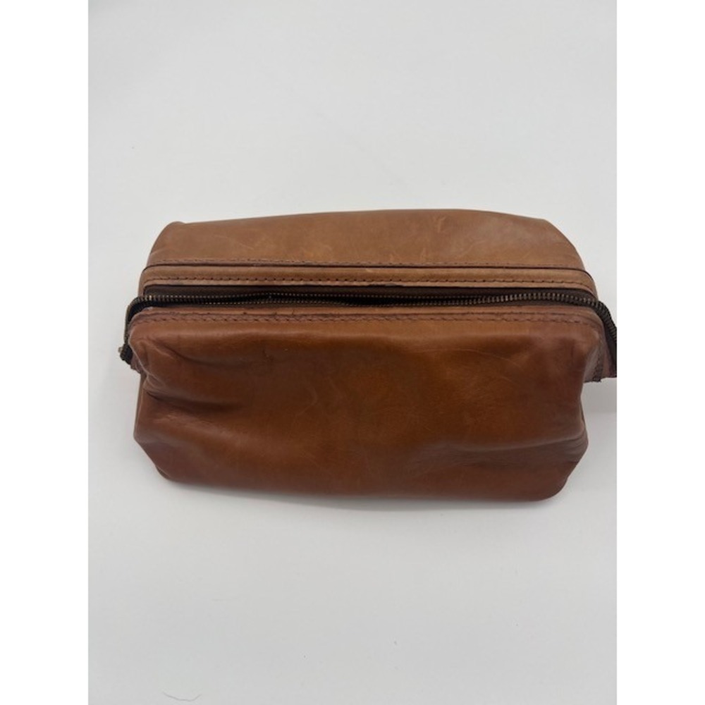 Vintage Top Grain Leather Dopp Kit - Brown‎ Shaving & Toiletry Travel Bag